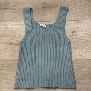 John Galt Blue Ribbed Tank Top
